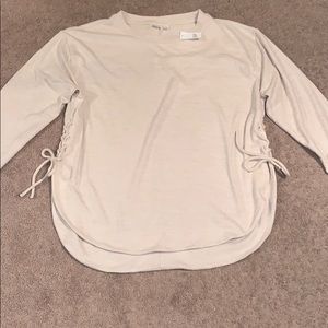 NWT cream lace up side sweater